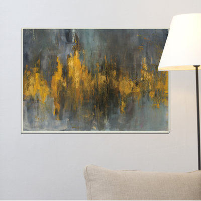 «Black and Gold Abstract Fire», reproduction de peinture acrylique
