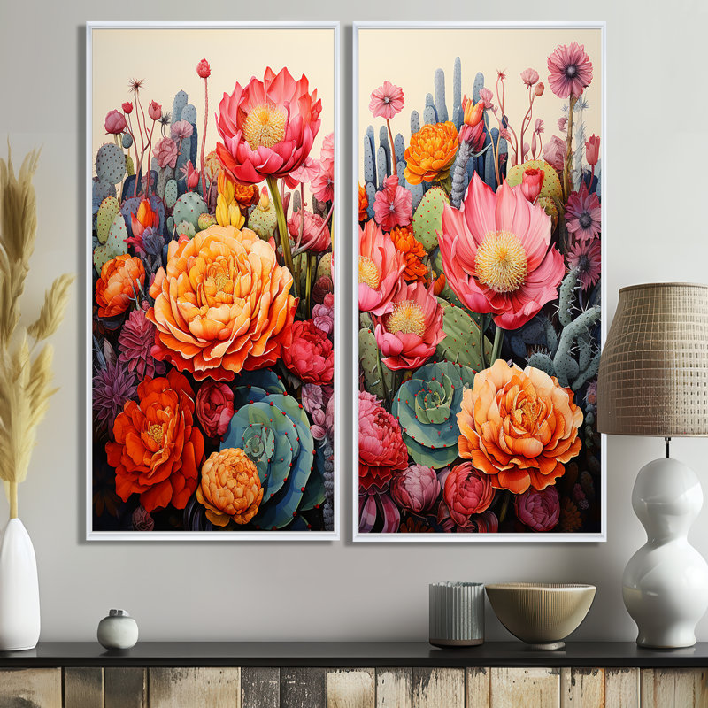 Zane - ensemble de 2 reproductions d'art sur toile orange, H 20 po x l 24 po, Impression encadrée flottante, Blanc
