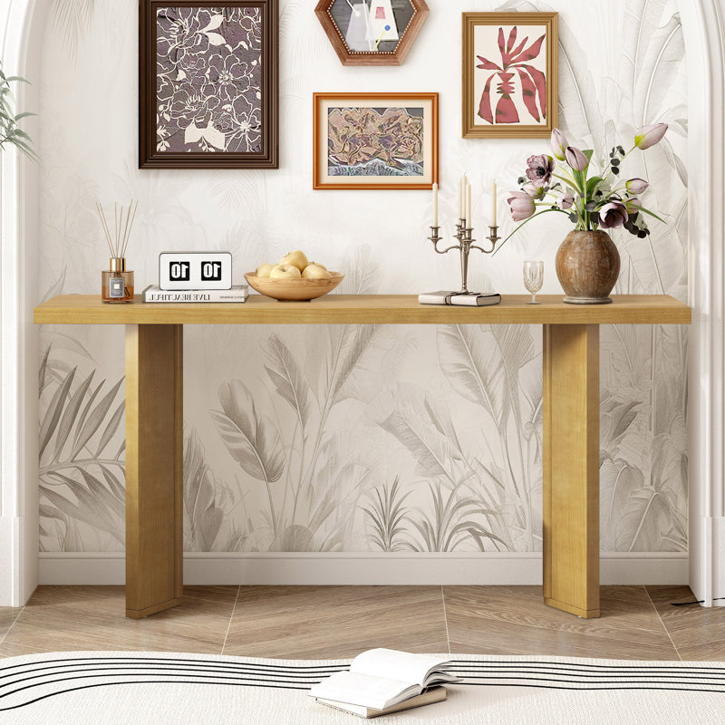 Table d'entrée moderne de 63 po, table console pour vestibule, couloir et vestibule, Naturel