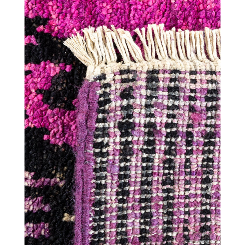 Hand-Knotted Multicolor Wool Ikat Print Area Rug 10' x 14'
