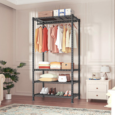 Heavy Duty 4 Tier Clothes Rack with Shelves, 500 Pound Load - bearing Capacity