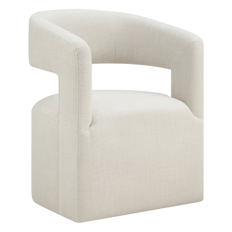  Bralan Polyester Upholstered Side Dining Chair with Casters, Off-White