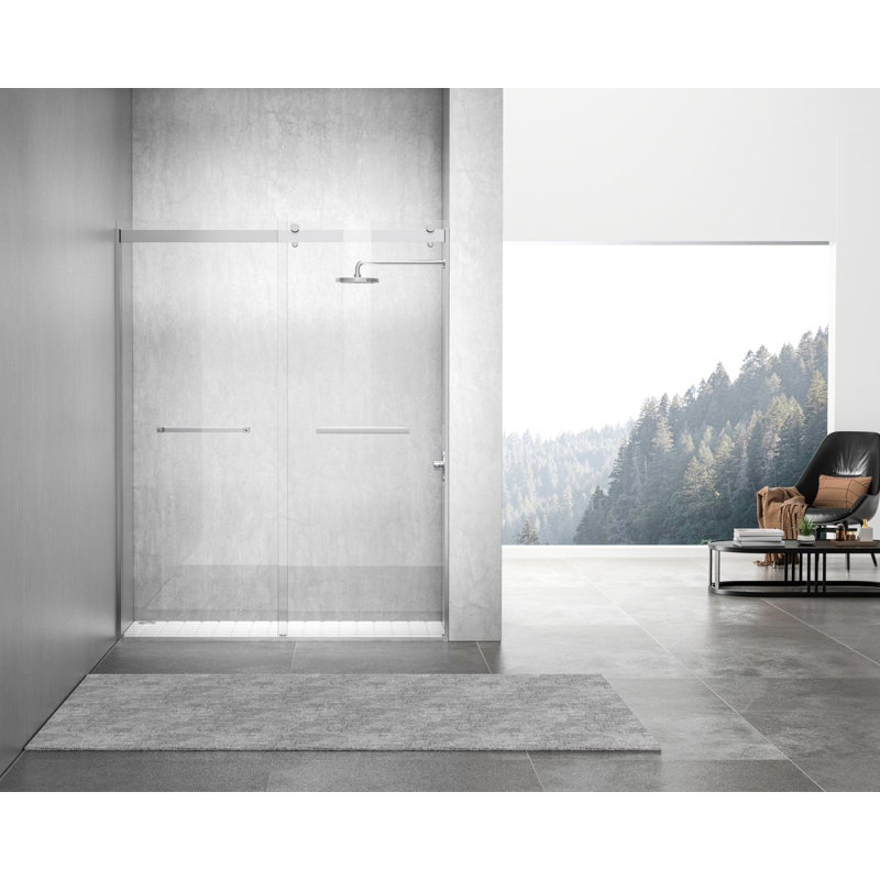 53.78" - 60" W x 76" H Double Sliding Frameless Shower Door, Chrome