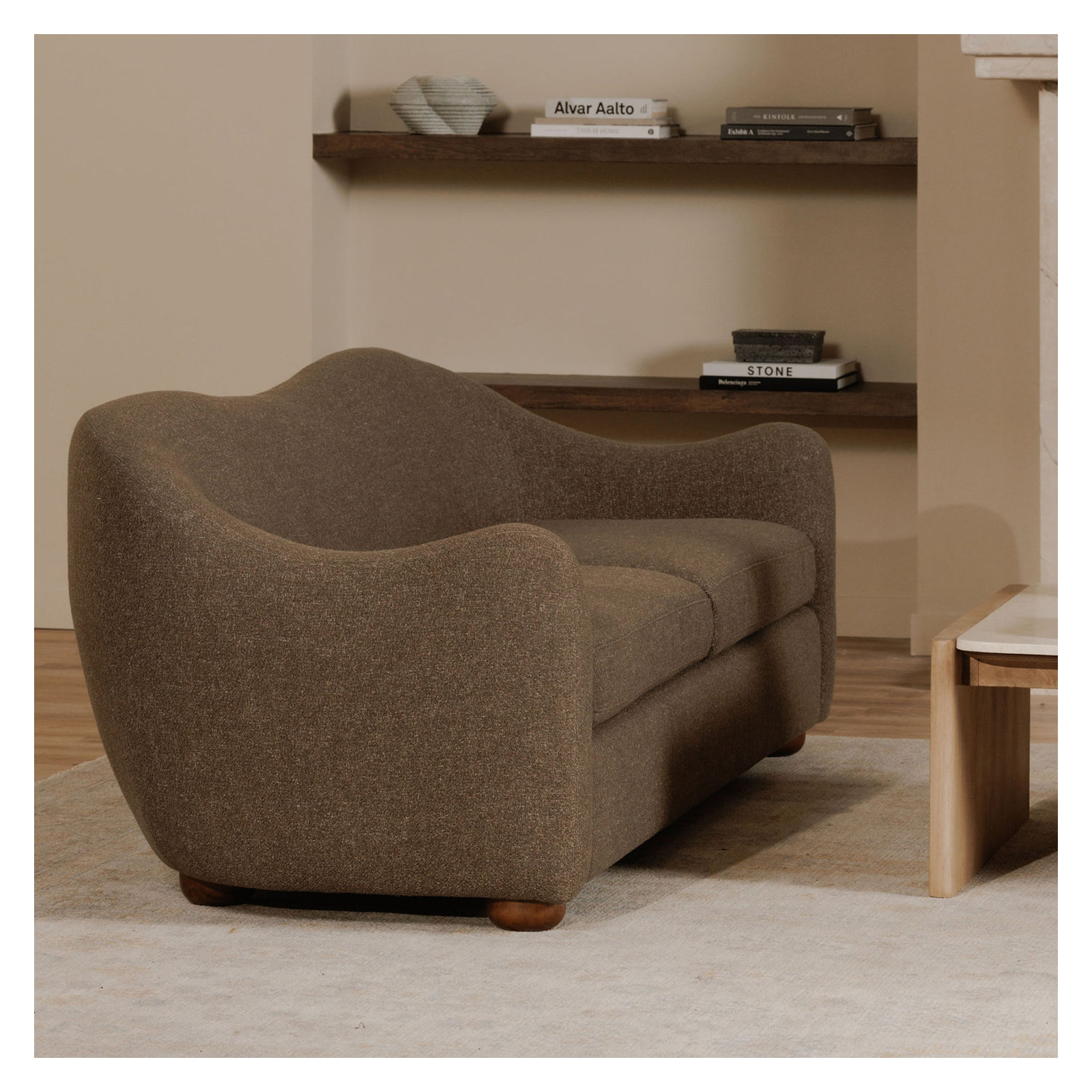 Elwood 88" Upholstered Sofa, Espresso Performance Fabric