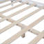 White-toned solid wood platform bed frame for queen size mattress support, retro style bedroom furniture with integrated wooden slat system