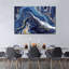 Suminagashi doré et bleu marine - reproduction sur toile tendue-1963774795