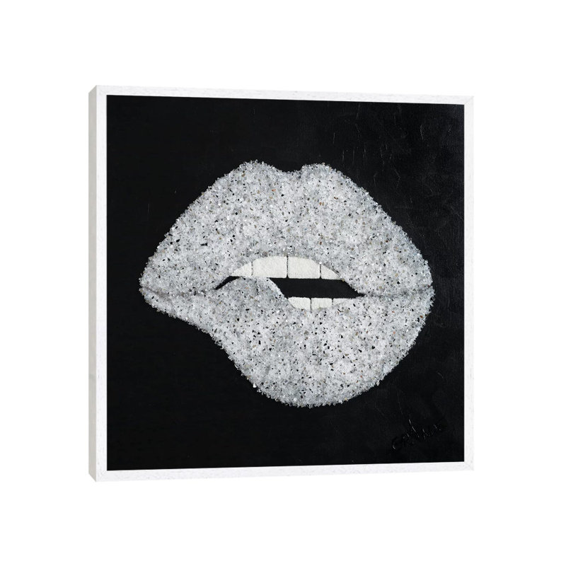 Mirror Lips by Alla GrAnde - Print on Canvas, 66.04 cm H x 66.04 cm W, White Framed