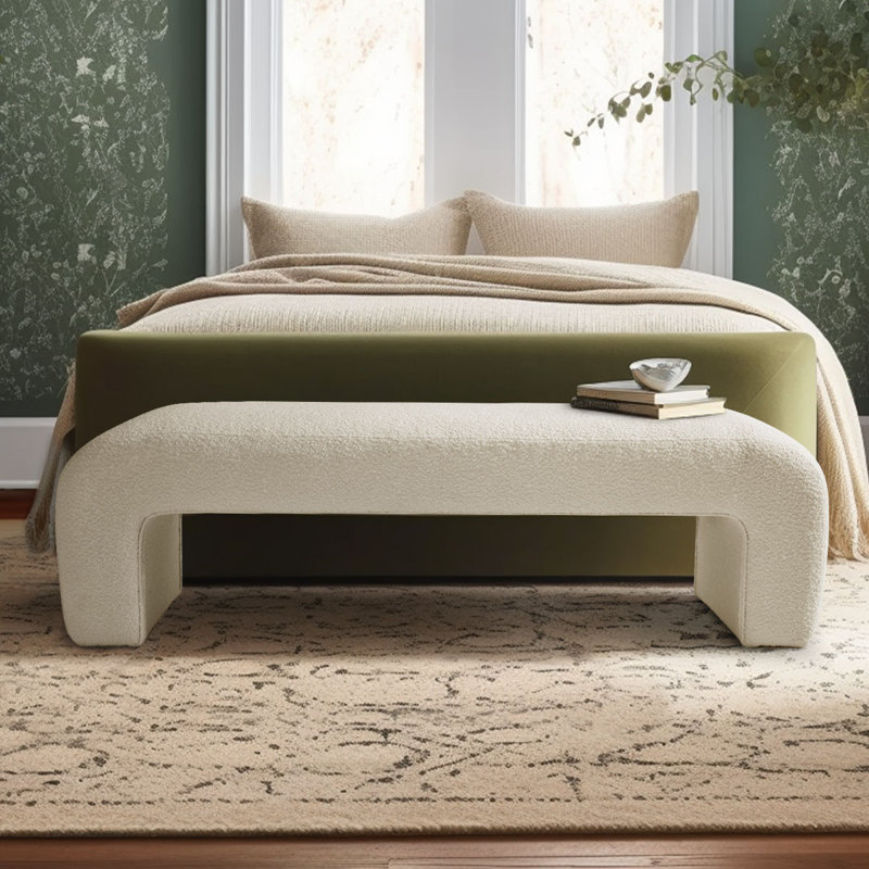Emmie 60'' Boucle Upholstered Waterfall Bench