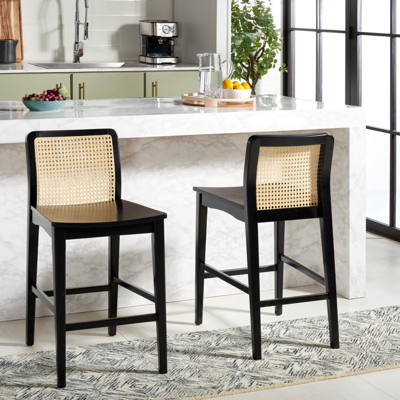 Tabouret de bar et de comptoir Avari, Tabouret de comptoir (siège d'une hauteur de 25 p, Noir