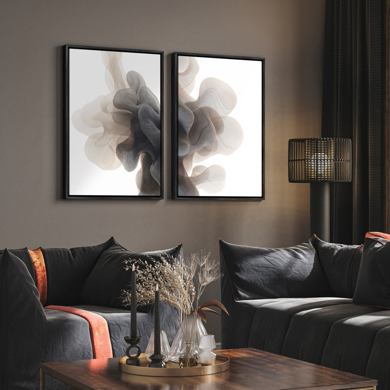 Art mural encadré, rétro, antique, classique pour chambre à coucher - 2 panneaux, Noir, H 36 po x l 24 po