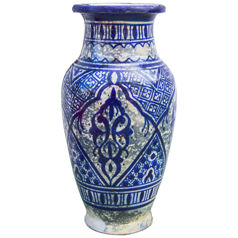 Vase de table intérieur / extérieur en céramique, Bleu