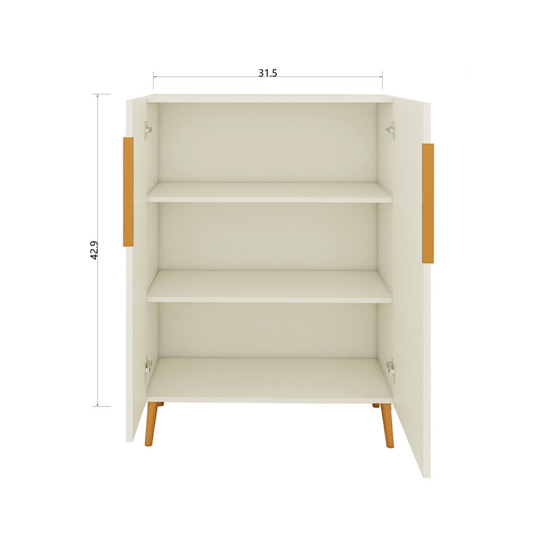 Buffet blanc moderne pour la présentation et le rangement de la salle à manger, poignées dorées, esthétique épurée, options de rangement polyvalentes, bois d'ingénierie, armoire compacte limitée avec poignées, barre de cuisine, élégant