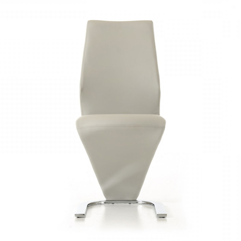 Set of Two Light Gray Faux Leather Modern Dining Chairs
