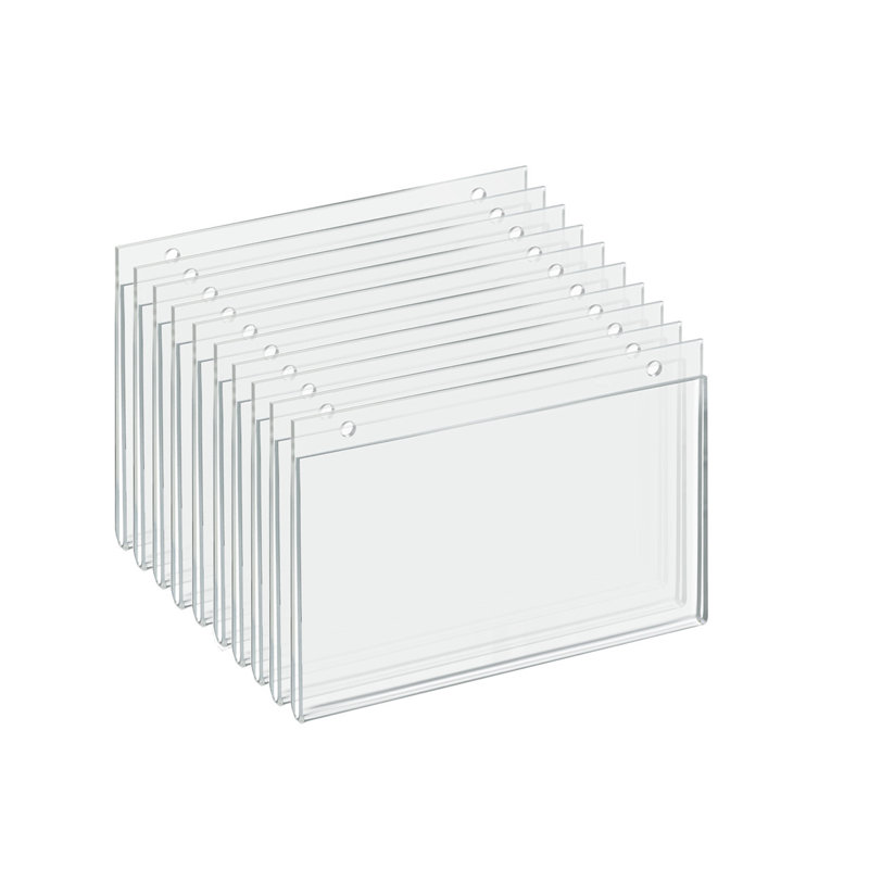 Clear Acrylic Horizontal Wall Mount Sign Holder, 8.5" x 5.5", Set of 10