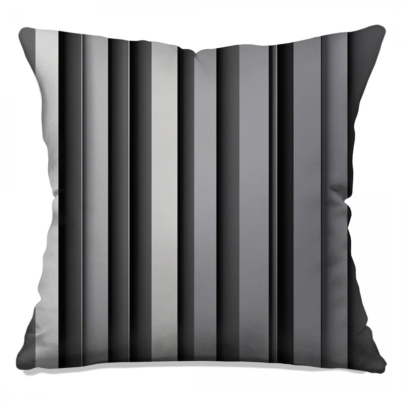 Coussins décoratifs gris à rayures verticales, 14 X 14 pouces