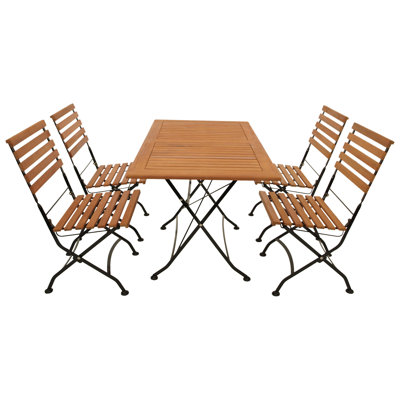 Scriba 4 - Person Solid Wood Patio Dining Set Rectangular Table