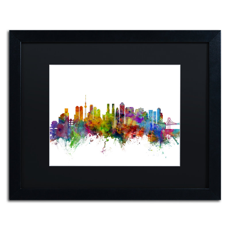 « tokyo japan », reproduction d’impression sur toile encadrée, H 16 po x l 20 po x P 0,5 po, Noir