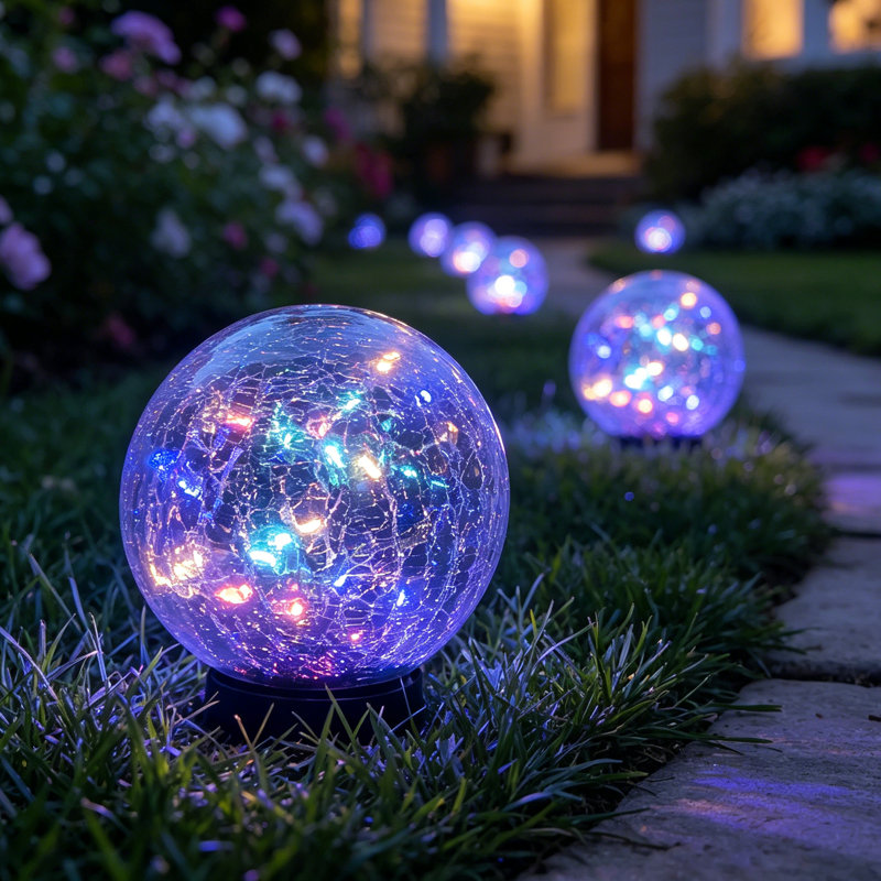 Natural Solar Powered Glass Flood Light Pack, Polychrome