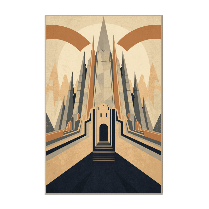 Tapis brun clair et beige lavable à la machine Cumberland Alien Mountain Fortress, 2 x 5