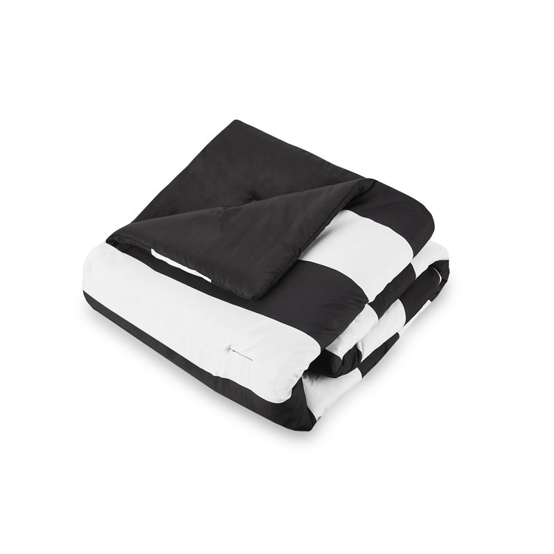 Full Black and White Reversible Microfiber Comforter Set