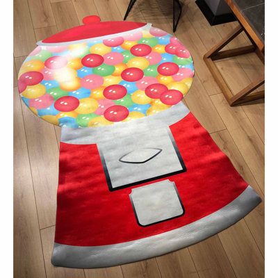 Tapis rouge / gris / jaune en polypropylène 4 pi 7 po x 6 pi 7 po Novelty Brightling