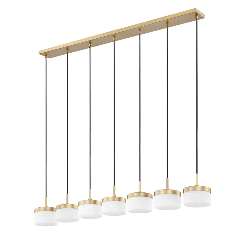 Lustre linéaire moderne 7 lumières Haddon, Or moderne