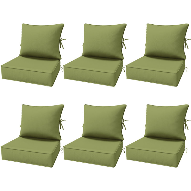 6.5″ Outdoor Replacement Cushion Set, Deep Seating Seat / Back Cushion Set, Light Green