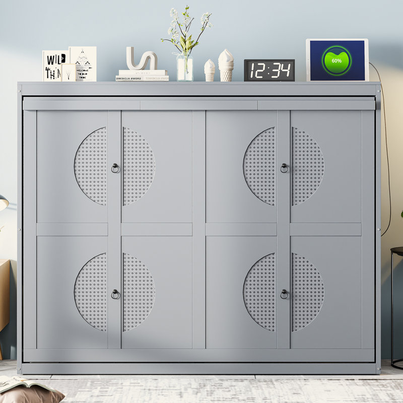 Grand lit escamotable mural, gris, Gris