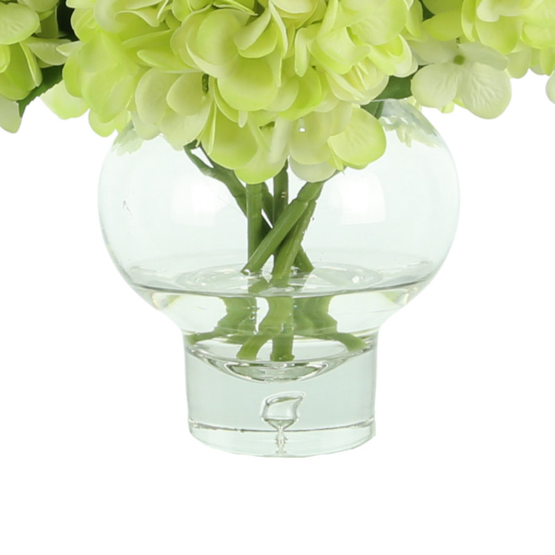 Hydrangea Arrangement in Vase, Lime Green