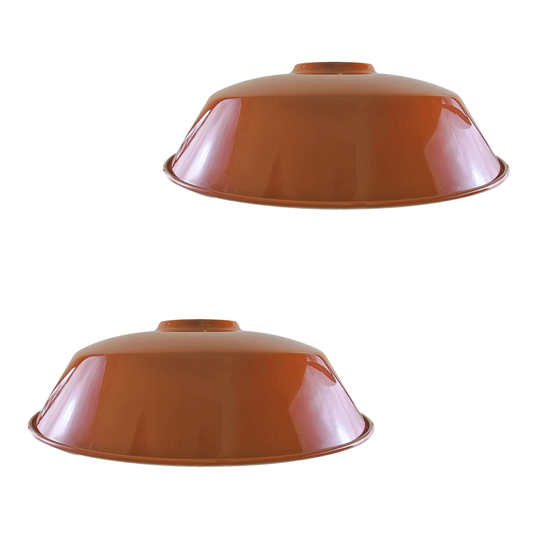 2 Pack White Retro Vintage Lampshade Easy Fit E27/B22 Base Industrial Pendant Metal 36Cm Lamp Light Shades For Bedroom Living Room Kitchen Any Indoor