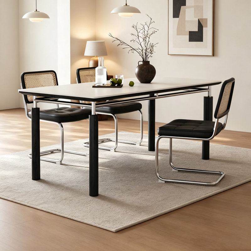 Table moderne en pierre frittée noire moderne, H 29,5 po x l 55,1 po x P 31,5 po, 5