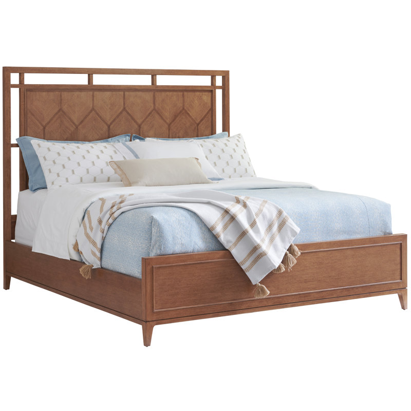 Sundrenched Sierra Tan California King Panel Bed with Diamond Veneer Headboard