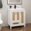 Ensemble de meuble-lavabo simple blanc avec comptoir en céramique