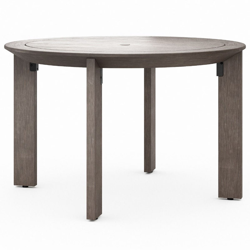 Table de salle à manger avec parasol, Blanc mat