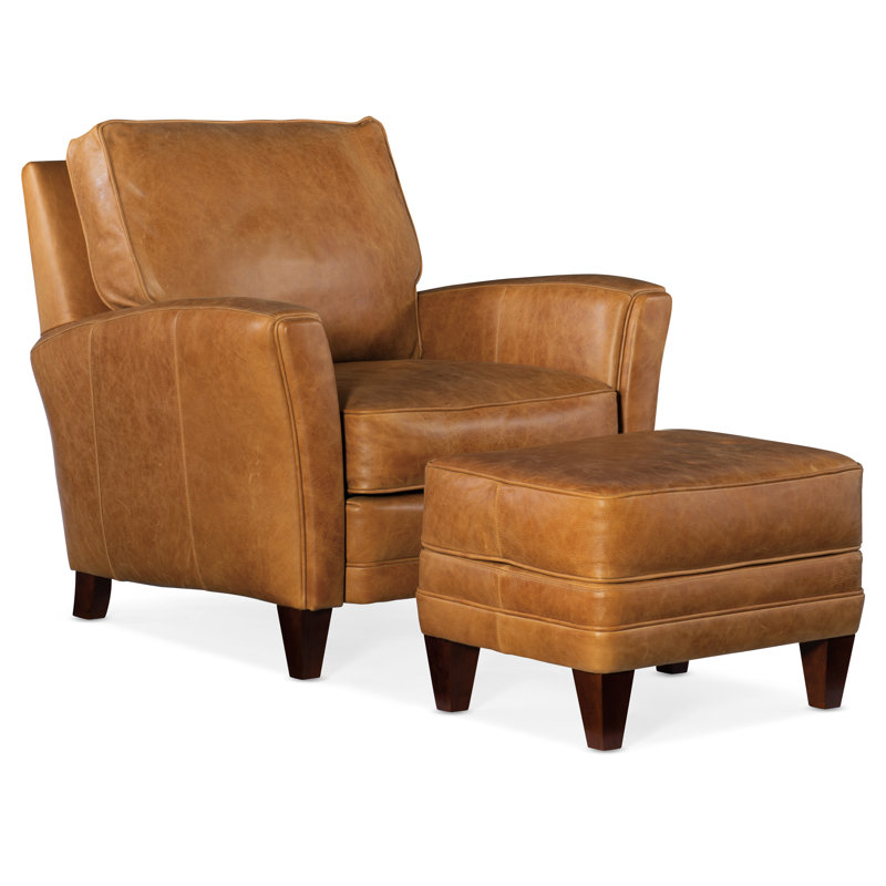 Willow Ottoman, Mahogany, Anilina Hunter Genuine Leather