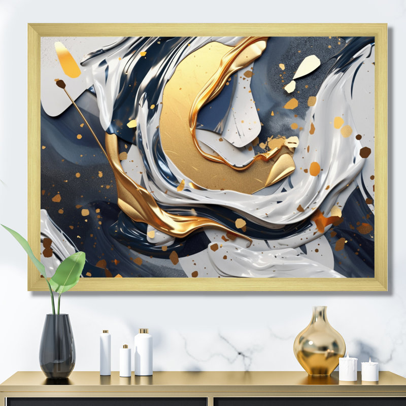 Grey and Gold Transcendent Impressions IV, Cadre photo doré simple, H 34 po x l 44 po x P 1,5 po