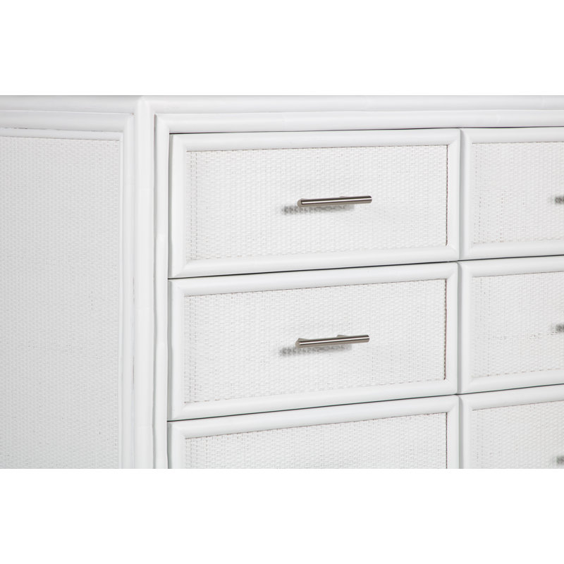 Aruba 6 - Drawer Dresser, White/Brushed Nickel