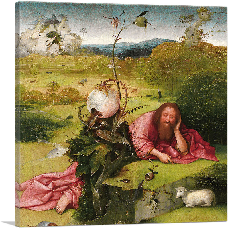 «Saint John the Baptist in the Wilderness 1489» par Hieronyme Bosch - reproduction d'art sur toile tendue