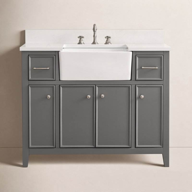Aisa 42" Single Bathroom Vanity, Gray/Brushed Nickel