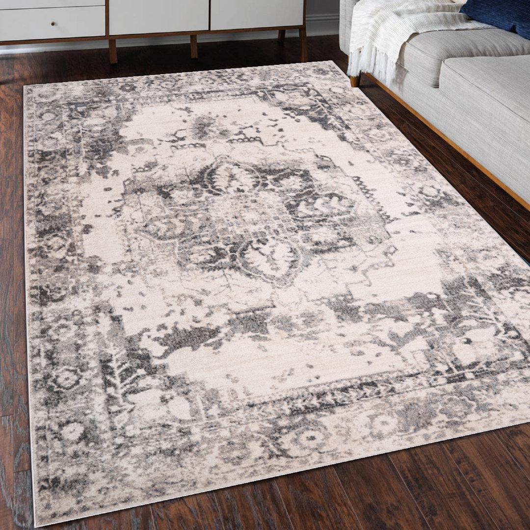 Oriental White Area Rug Bungalow Rose Rug 