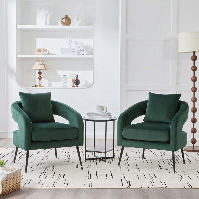 Chaise d'appoint rembourrée en velours, Vert