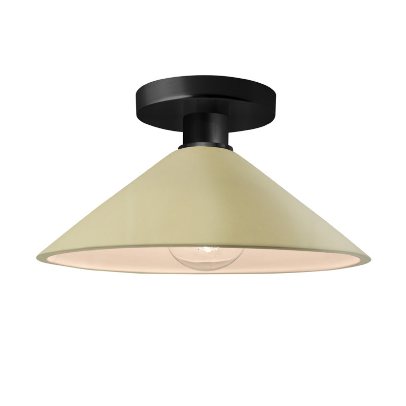 Plafonnier semi-encastré en céramique Dottie, Vanille brillante, Noir mat, DEL (intégrée)