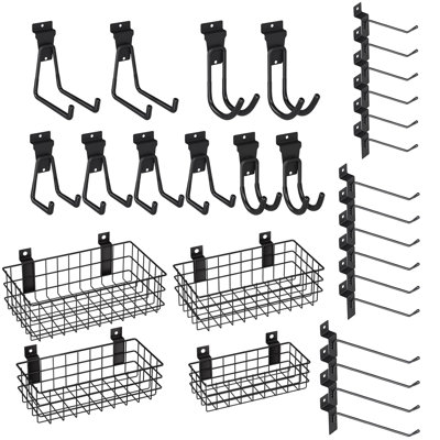 30Pcs Slatwall Accessories Set, Heavy Duty Slatwall Hooks And Baskets