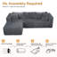 Canapé modulaire 105 po avec méridienne en L 105 po, sans assemblage requis, canapé modulaire moderne avec assise profonde, canapé rembourré en velours côtelé pour le salon-1226996198-1226996192
