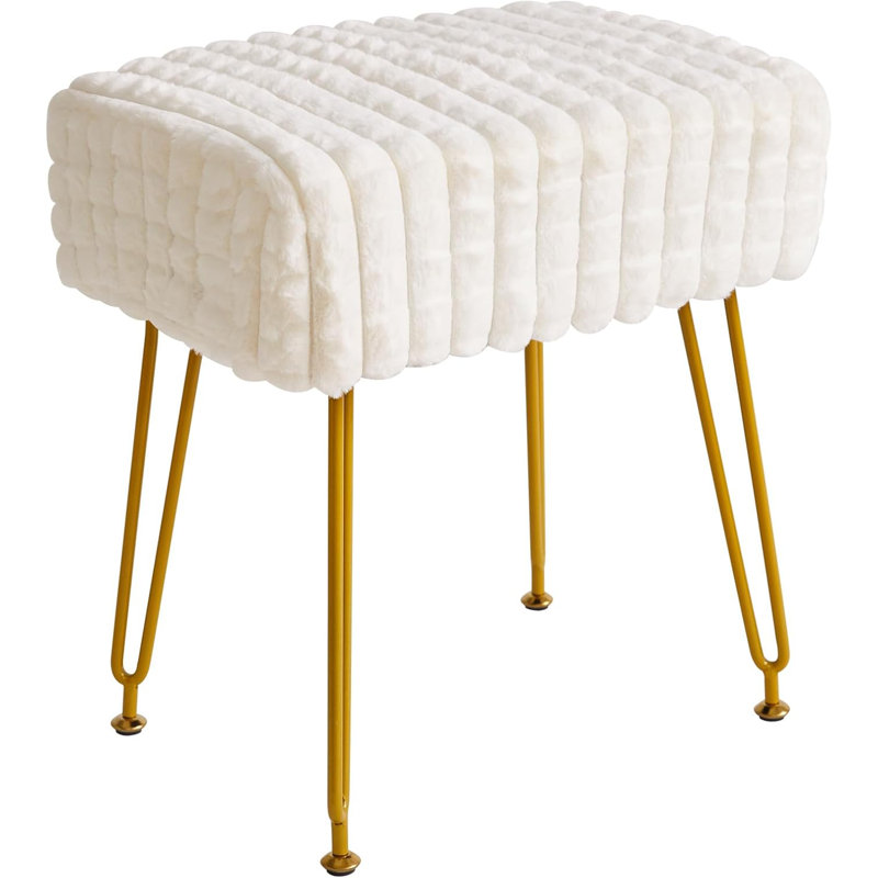 Metal Accent Stool, White