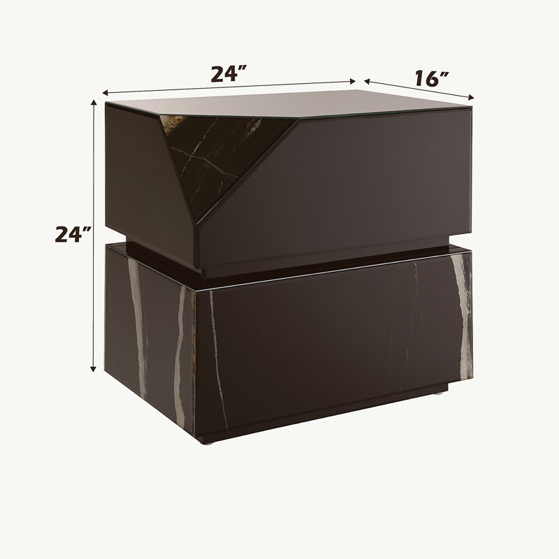 Table d'appoint noire effet miroir
