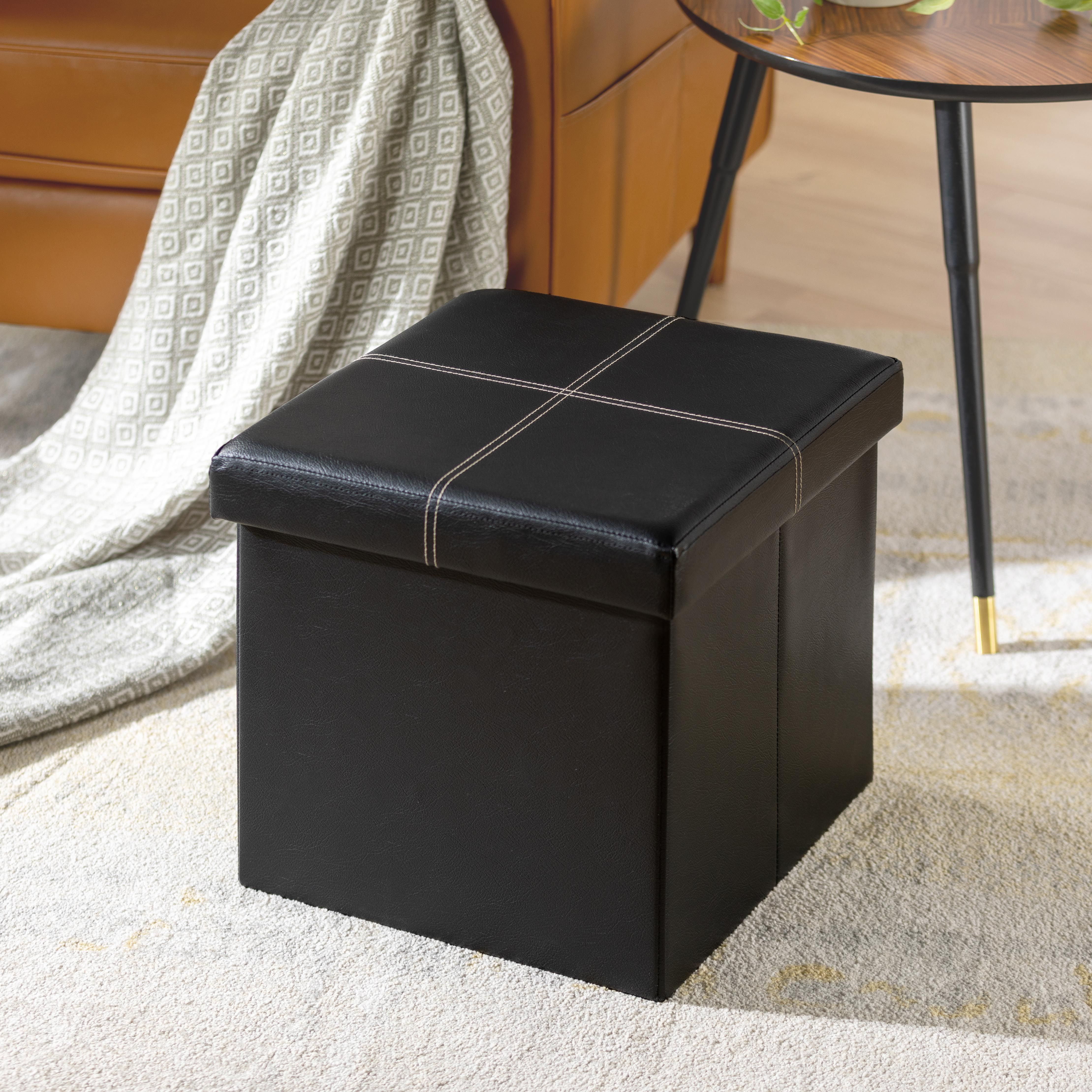 Leather on sale folding ottoman