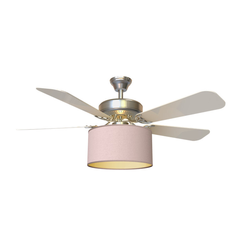 Dusty Rose Linen Drum Ceiling Fan Shade with Light Diffuser