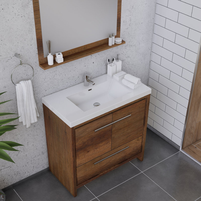 Ensemble de meuble-lavabo simple 36 po Feike, Brun