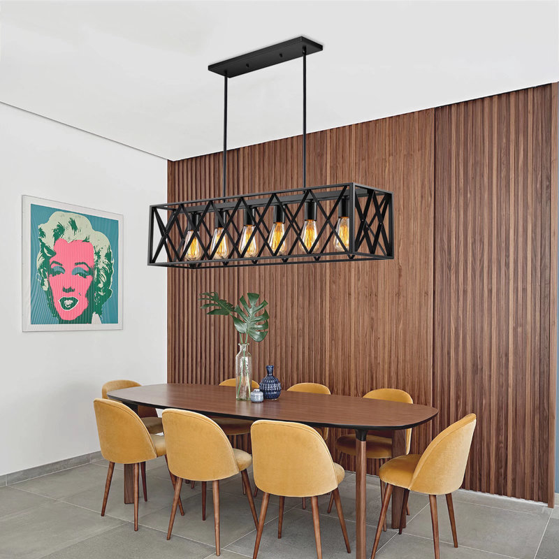 6 - Light Dimmable Kitchen Island Square / Rectangle Chandelier